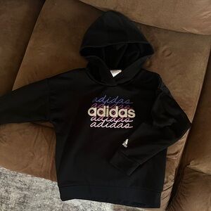 Adidas Kids Black Hoodie with Multicolor Logo